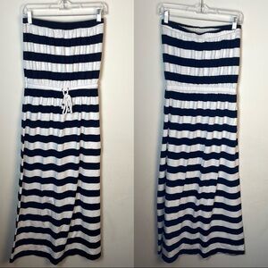 Old Navy Blue And White Striped Strapless Maxi Dress Size S